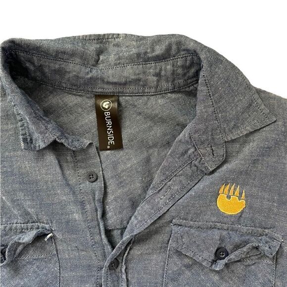 BURNSIDE Button Down Shirt Blue Size Large - Picture 3 of 4